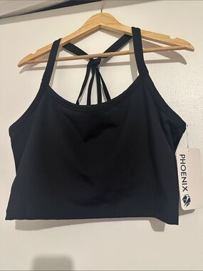 Phoenix Black Malibu multi  Strap Bra, Crop Top